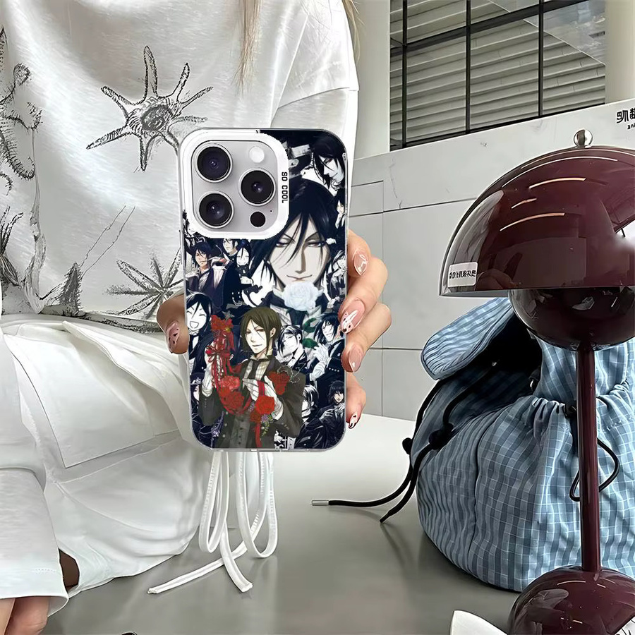 Mesuca Handyhülle Black Butler Sebastian Michaelis für iPhone 11 bis 17 Pro Max Plus, Stoßfest, Silber und Mehrfarbig - Bild 3