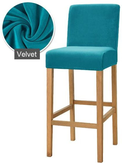 Yiran Furniture Samt Barhocker Überzug aus elastischem Polyester in Türkis für hohe Hocker und Sessel, 2 Stück - Bild 1