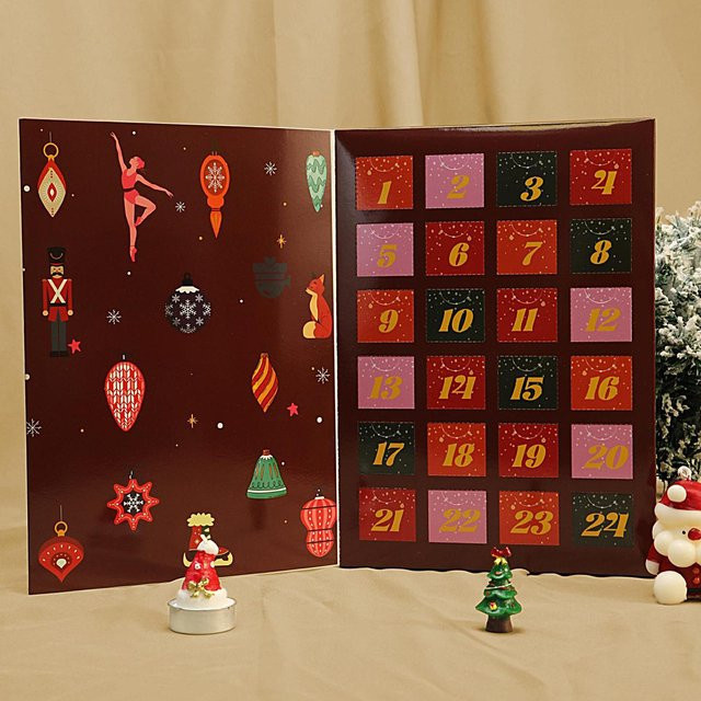 Weihnachts-Countdown Kalender mit 24 leeren Sammlerboxen aus Papier in Rot - Bild 1