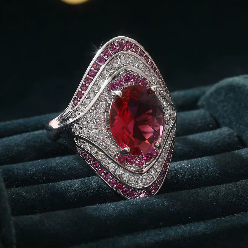 YoYo Ring, Silber, rote und weiße Zirkonia, Damen - Bild 4