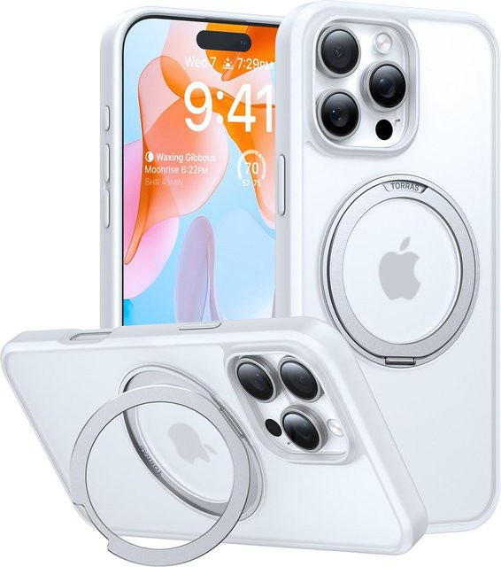 Torras Ostand Pro Series Handyhülle für iPhone 16 Pro in Weiß - Bild 1