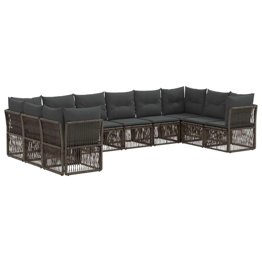 vidaXL Gartensofa-Set 10-teilig in Grau aus Poly-Rattan mit Polsterung und Kissen für Garten, Terrasse oder Balkon - Bild 2