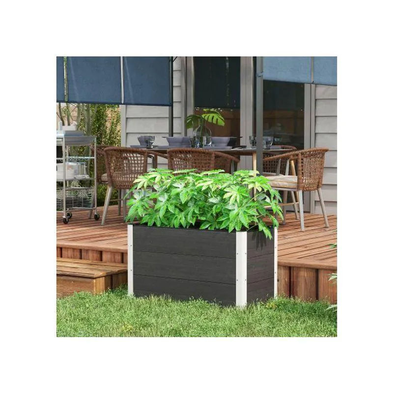 MUVOE Hochbeet Pflanzkasten aus WPC und Aluminium in Grau, B/T/H: 100 x 50 x 50 cm - Bild 2