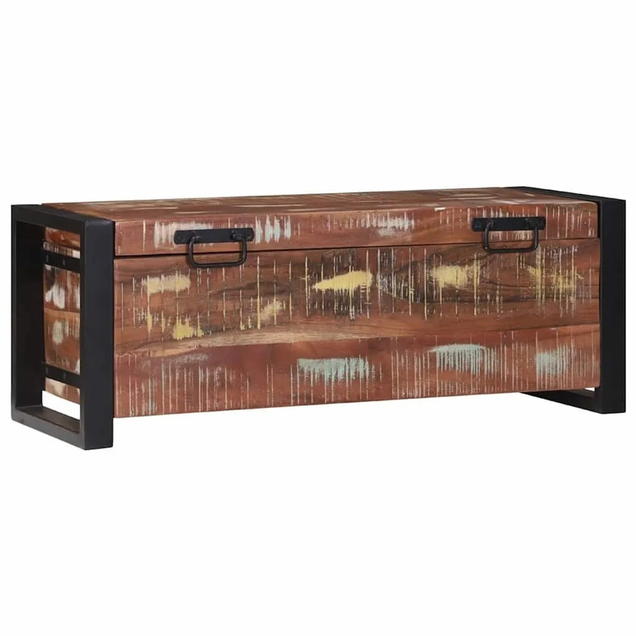vidaXL Aufbewahrungstruhe aus Massivholz im Altholz-Design, Braun, B/T/H: 80 x 30 x 30 cm - Bild 2