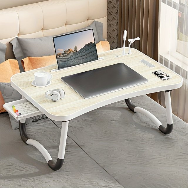Faltbarer Laptop-Betttisch von LIUSHADUOLA in Walnuss Holzoptik - Bild 1