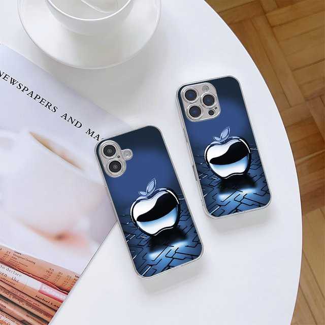 Sturzsichere Apple Painting Glas-Design Handyhülle für iPhone 11 bis iPhone 17 Pro Max in Blau - Bild 1