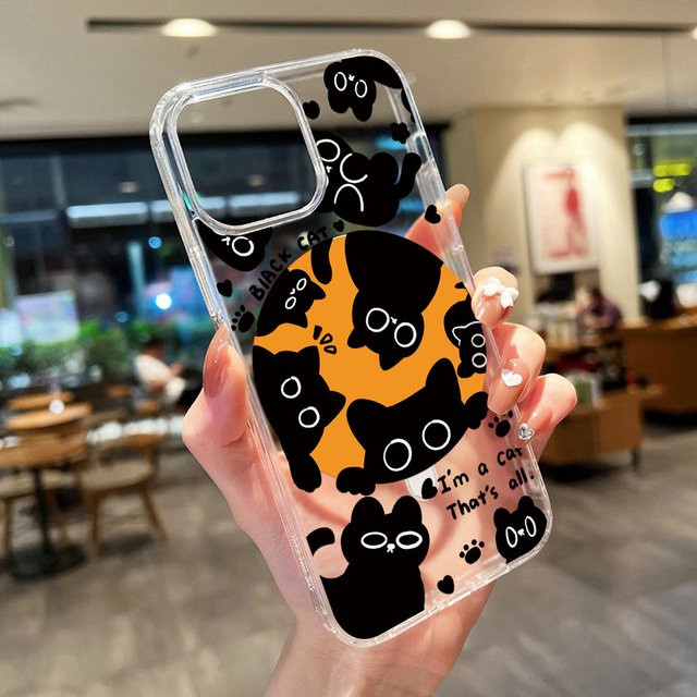 Stoßfeste Silikon Handyhülle mit Magnetfunktion und Katze-Design für Apple iPhone 17 Pro Max, 16, 15, 14, 13, 12, 11 und 17 Air in Multicolour - Bild 1