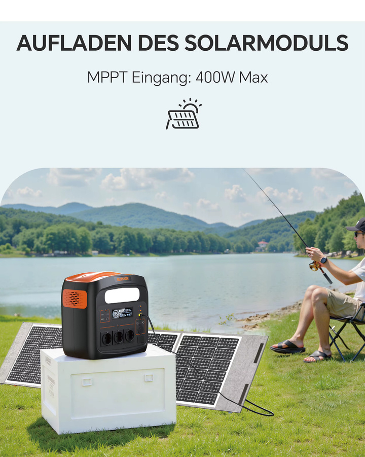 Newsmy N1200 Tragbare Powerstation 1800W mit 1024Wh LiFePO4-Batterie, USV-Funktion, 230V AC-Ausgang und 100W PD-Schnellladung, Schwarz - Bild 6