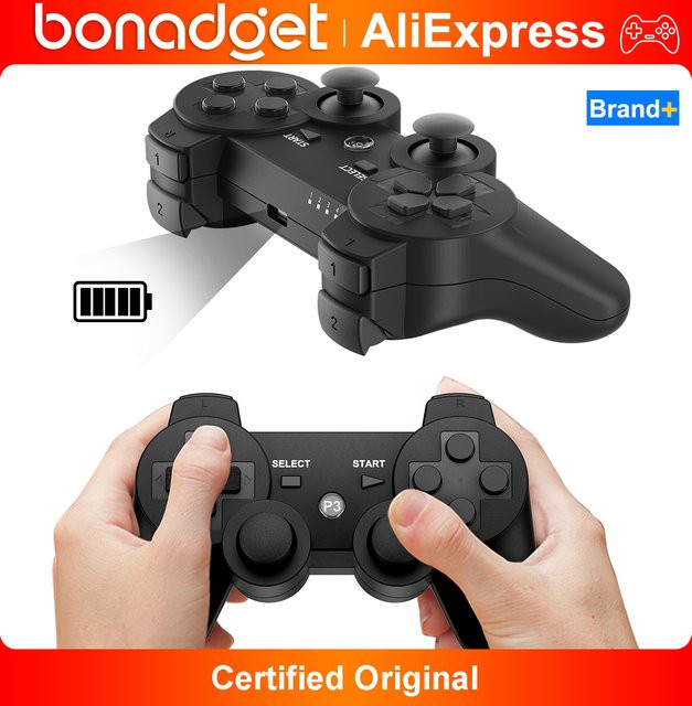 Bonacell Controller für Playstation 3, PC, Android und Smart TVs mit 6-Achsen Dual-Vibration und 360 Grad Joystick in Schwarz und Blau - Bild 1
