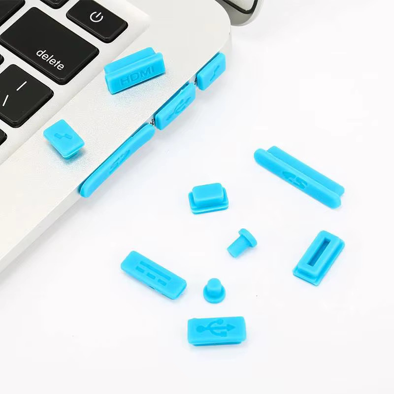 16-teiliges universelles Silikon-Staubschutz-Set für USB-A und RJ45-Schnittstellen in Pink und Blau - Bild 1