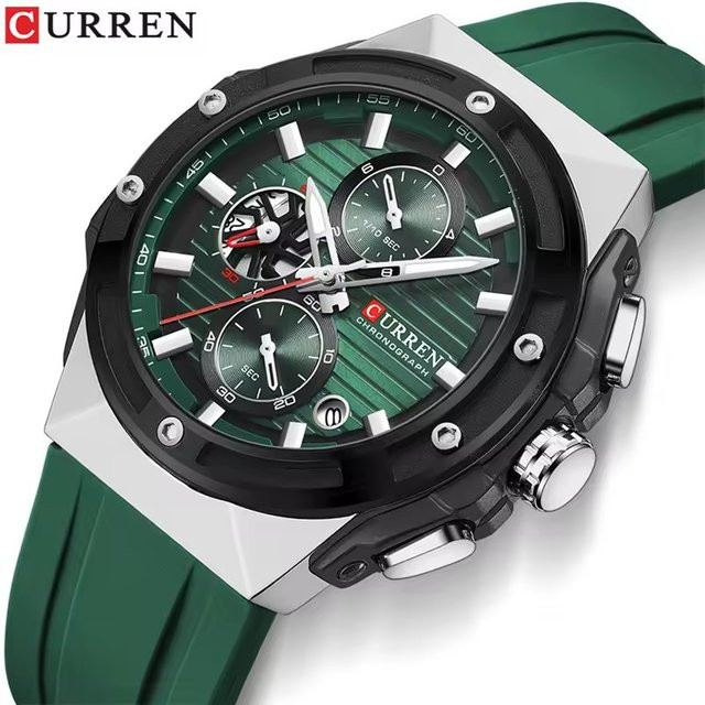 CURREN Armbanduhr Quarz, Silikonarmband, Grün, Herren - Bild 1