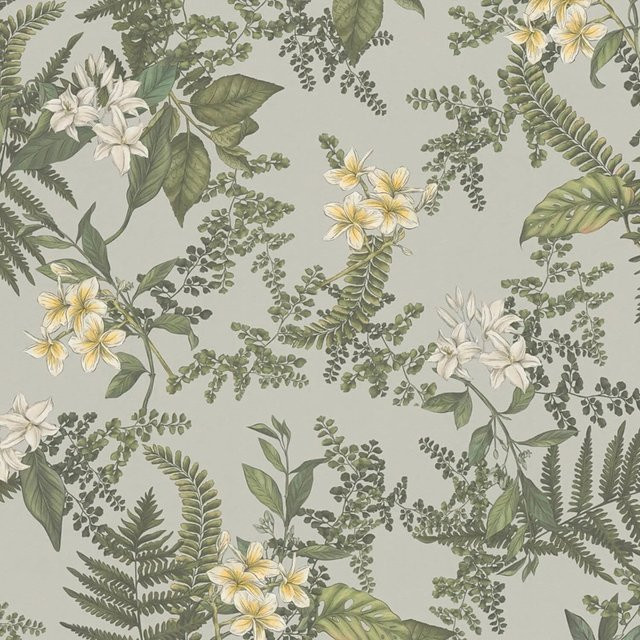 PROFHOME 394242-GU Floral Tapete mit Blumenmuster in Grau, Weiß und Gelb, Matt, Vlies-Tapete, Breite: 0,53 m, Länge: 10,05 m - Bild 1