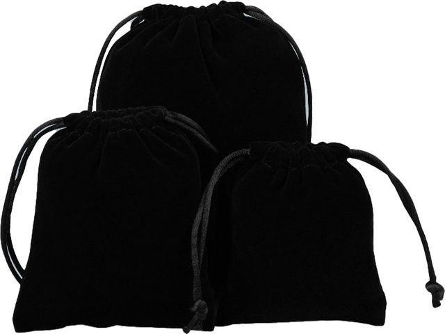 10 Stück schwarze Samtstoff-Schmuckbeutel mit Kordelzug für Hochzeiten und Geschenke - Bild 1