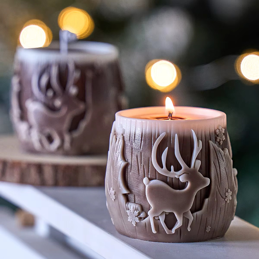 UDOCOOL Silikonform Elch und Weihnachtsbaum für DIY Kerzen, Seife und Gips in Braun - Bild 3