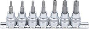 BGS Bit-Einsatz-Satz T-Profil TX T15-T50 mit Bohrung, Antrieb Innenvierkant 10 mm (3/8 Zoll), 7-teilig, silber - Bild 1