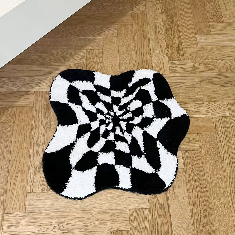 LAKEA Handgetufteter Teppich mit abstraktem 3D-Illusion Design in Schwarz-Weiß - Bild 2