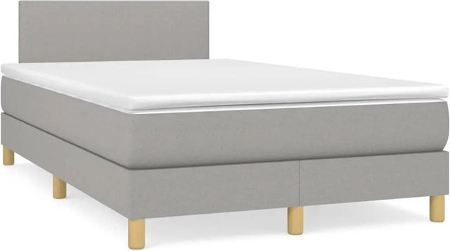 vidaXL Boxspringbett mit Matratze Hybrid-Design in Hellgrau, B/T/H: 120 x 200 x 88 cm - Bild 1