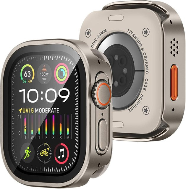 Displayschutzfolie für Apple Watch Case Ultra 2 3 49 mm, PC-Stoßstange, gehärtetes Glas - Bild 1
