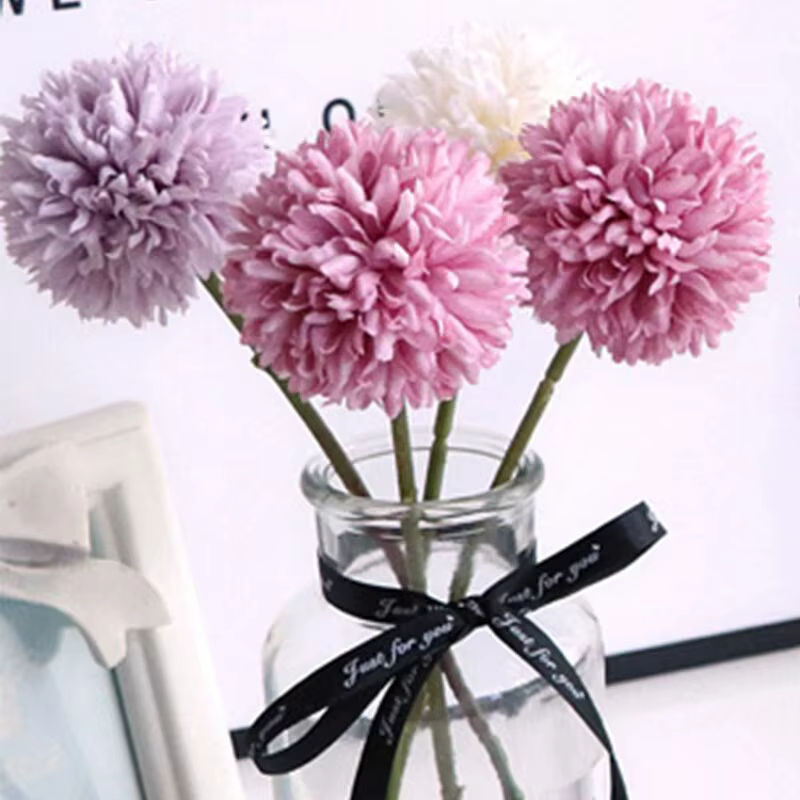 5er Set künstliche Blumenstrauß aus Löwenzahn und Hortensien in Rot und Mehrfarbig für Hochzeiten und Dekorationen - Bild 3