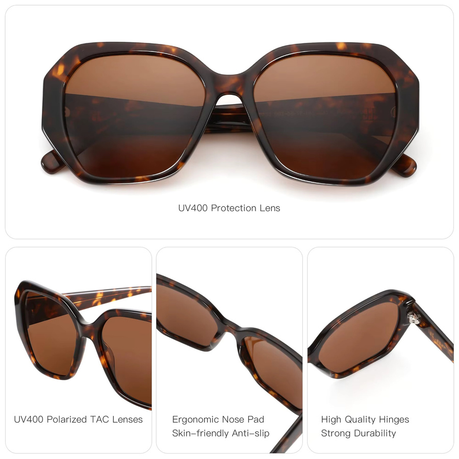 ZENOTTIC Sonnenbrille Schmetterling, Acetat, Vollrand, braun, Damen - Bild 3