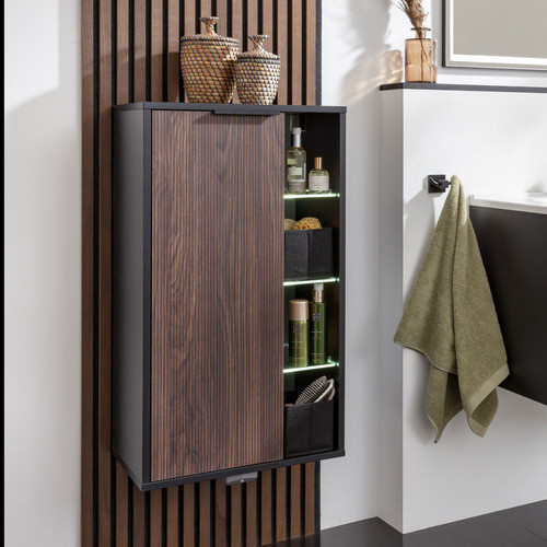 Fackelmann Midischrank B.Paris in Schwarz Matt und Eiche, B/H/T: 47 x 84,2 x 32 cm - Bild 3