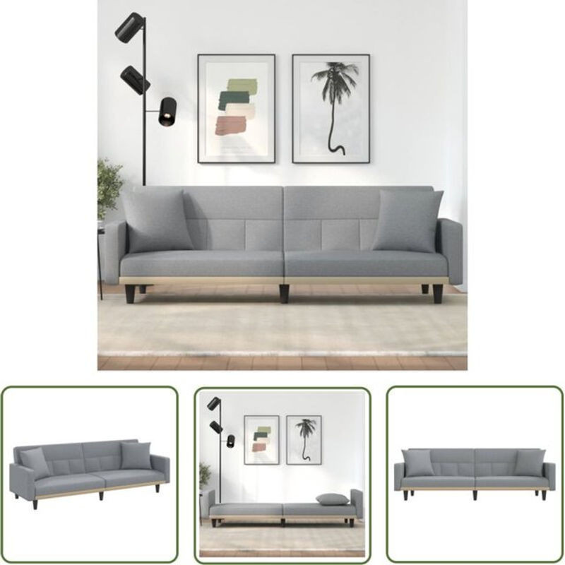 The Living Store Schlafsofa aus Stoff in Grau mit Kissen für das moderne Wohnzimmer, B/H/T: 220 x 89 x 70 cm - Bild 1