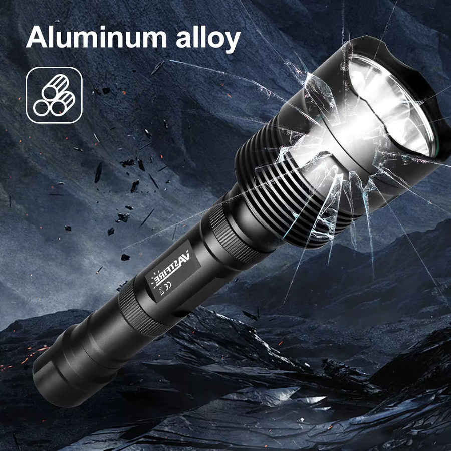 VASTFIRE Taktische LED Taschenlampe in Schwarz mit RGB-Lichtfunktionen (Rot, Grün, Blau, Weiß) und wasserdichtem Aluminiumgehäuse - Bild 2