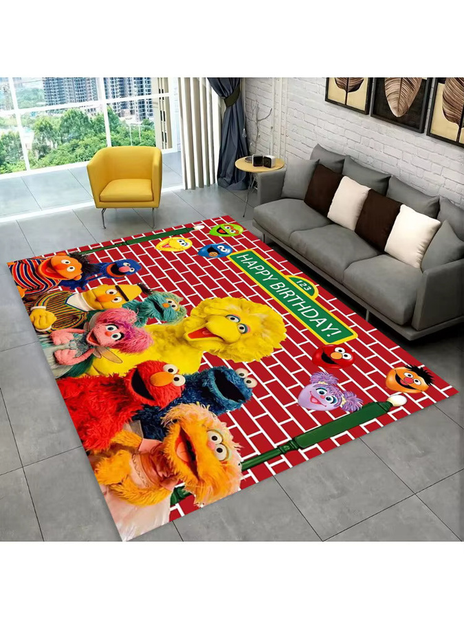 MINISO S-Sesam Street TV Cartoon Teppich, rutschfeste Bodenmatte für Kinder, Mehrfarbig, B/T: 60 x 40 cm - Bild 2