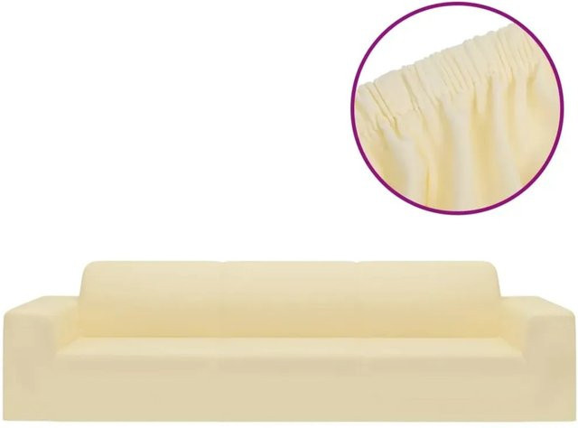 vidaXL Stretch Sofahusse für 4-Sitzer in Creme/Beige aus Polyester-Jersey - Bild 1
