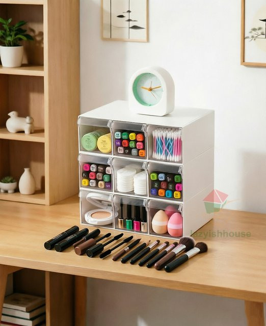 Lazyishhouse Desktop-Aufbewahrungsbox mit Unterteilung für Kleinteine und Kosmetik aus Kunststoff - Bild 1