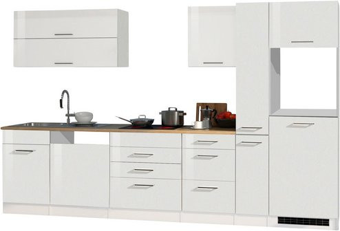 Held Möbel Küchenzeile Mailand in Weiß Hochglanz, B/T/H: 330 x 60 x 200 cm - Bild 3