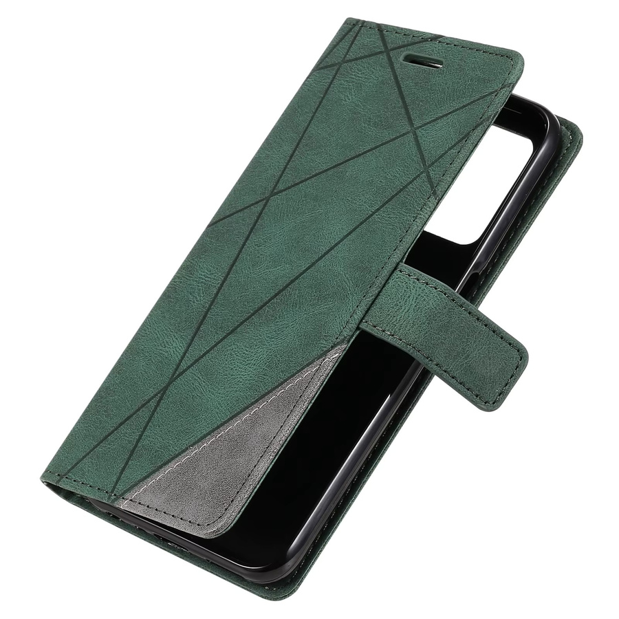 Leder-Flipcase für OPPO in Grün mit Kartenfach und Magnetverschluss - Bild 5