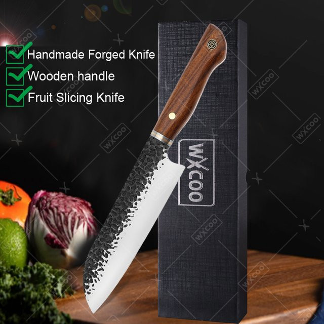 WXCOO Handgeschmiedetes Santoku-Messer mit Holzgriff in Silber - Bild 1