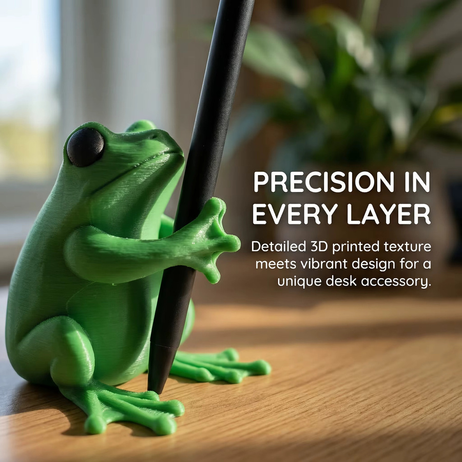 Grüner Frosch-Stifthalter aus Kunststoff im 3D-Design als lustige Schreibwaren-Aufbewahrungsbox für deinen Schreibtisch - Bild 3