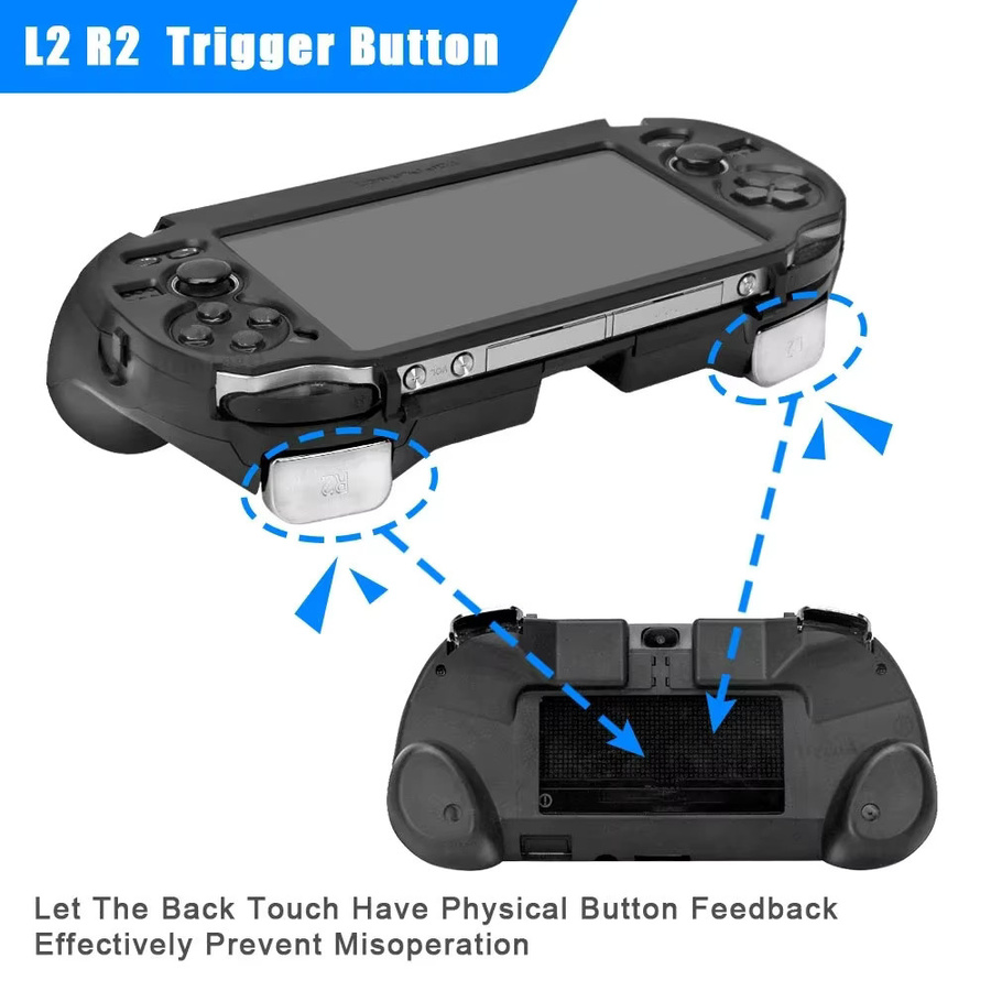 HeroAngel Ersatz-Handgriff Hülle für PS Vita 1000 in Schwarz mit L2 R2 Trigger-Tasten - Bild 4