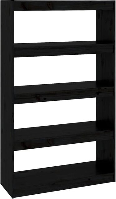 vidaXL Bücherregal und Raumteiler aus Massivholz Kiefer in Schwarz, B/T/H: 80 x 30 x 135,5 cm - Bild 1