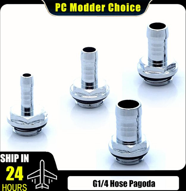 FREEZEMOD Computer-Wasserkühlungs-Pagodenadapter BT-2LY für weiche Schläuche, Innendurchmesser 4–13 mm, Silber, 2er-Pack - Bild 1