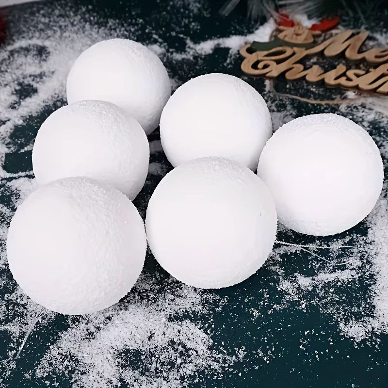 6 Stück weiße Schneeball-Hängeornamente aus Schaumstoff für deine Weihnachtsdekoration - Bild 4
