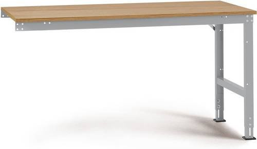 Manuflex Universal Standard Arbeits-Anbautisch mit Multiplexplatte in Alusilber, B/T/H: 200 x 100 x 76-87 cm - Bild 1