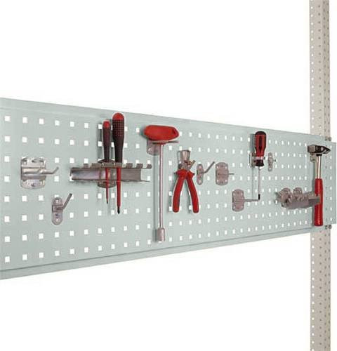 Manuflex AS1703.7035 Werkzeug-Lochplatte für PACKPOOL in Grau und Weiß aus Stahl, Nutzhöhe: 300 mm, Breite: 1496 mm, Tiefe: 350 mm - Bild 1