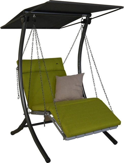 Angerer Hollywoodschaukel 1-Sitzer Luxus Smart Lime in Grün mit Sonnendach und Kissen - Bild 1