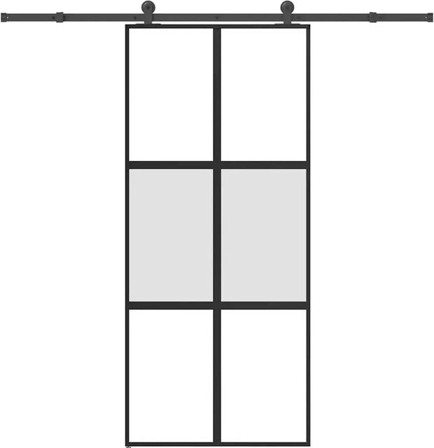 vidaXL Schiebetür aus Hartglas und Aluminium in Schwarz und Transparent, B/H: 90 x 205 cm - Bild 1
