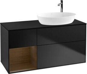 V&B Waschtischunterschrank Finion in Blau Lackiert mit Regal in Walnuss, Breite: 120 cm - Bild 1