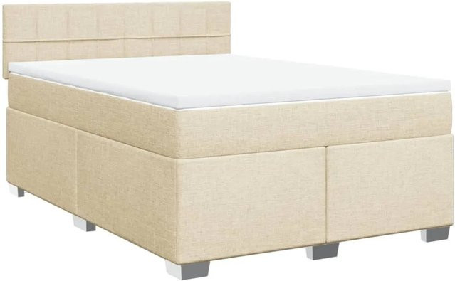 vidaXL Boxspringbett mit Matratze in Creme und Beige, Stoff, B/T: 140 x 200 cm - Bild 1