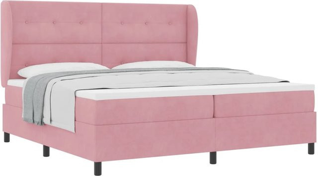 vidaXL Boxspringbett mit Matratze und Taschenfederkern in Rosa, B/T: 200 x 200 cm - Bild 1