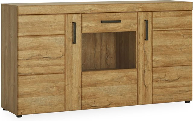 Sideboard WANDA Cortina in Eiche Braun mit integrierter Beleuchtung und Soft-Close-Schubladen, B/T/H: 156,8 x 40,9 x 71,0 cm - Bild 1