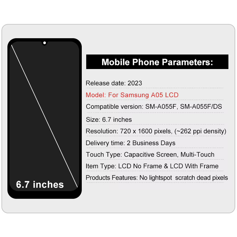 Samsung Galaxy A05 LCD Display mit IPS Touchscreen Digitizer in Schwarz für SM-A055F und SM-A055M - Bild 2