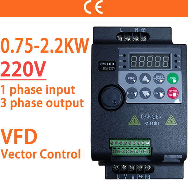 LANDRIVE Mini-VFD Frequenzumrichter zur Motordrehzahlsteuerung, 220V, Schwarz - Bild 1