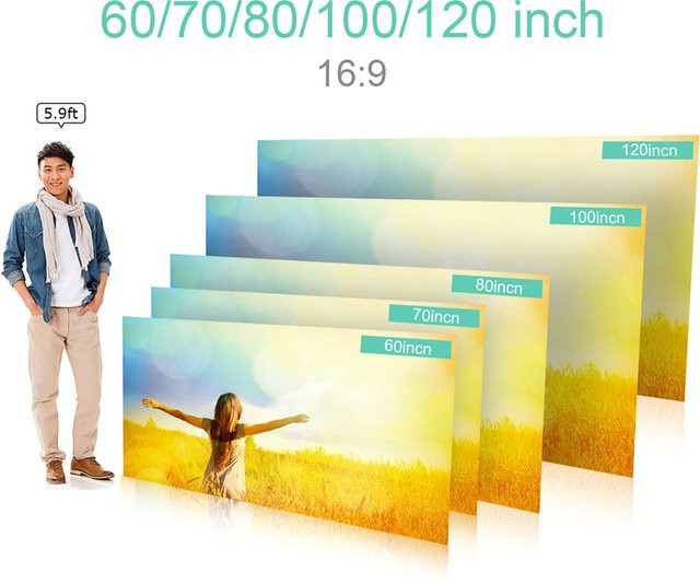 Dodocool Tragbare Projektionswand HD 16:9 Rahmenlos, Faltbarer Leinwandschirm für Heimkino und Büro, 100 bis 120 Zoll - Bild 1