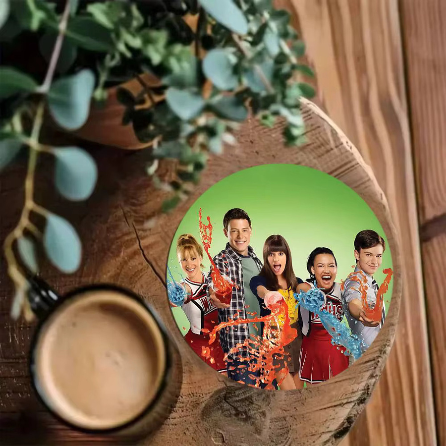 Glee-TV Untersetzer aus Holz, rund, Durchmesser: 10 cm, Mehrfarbig - Bild 4
